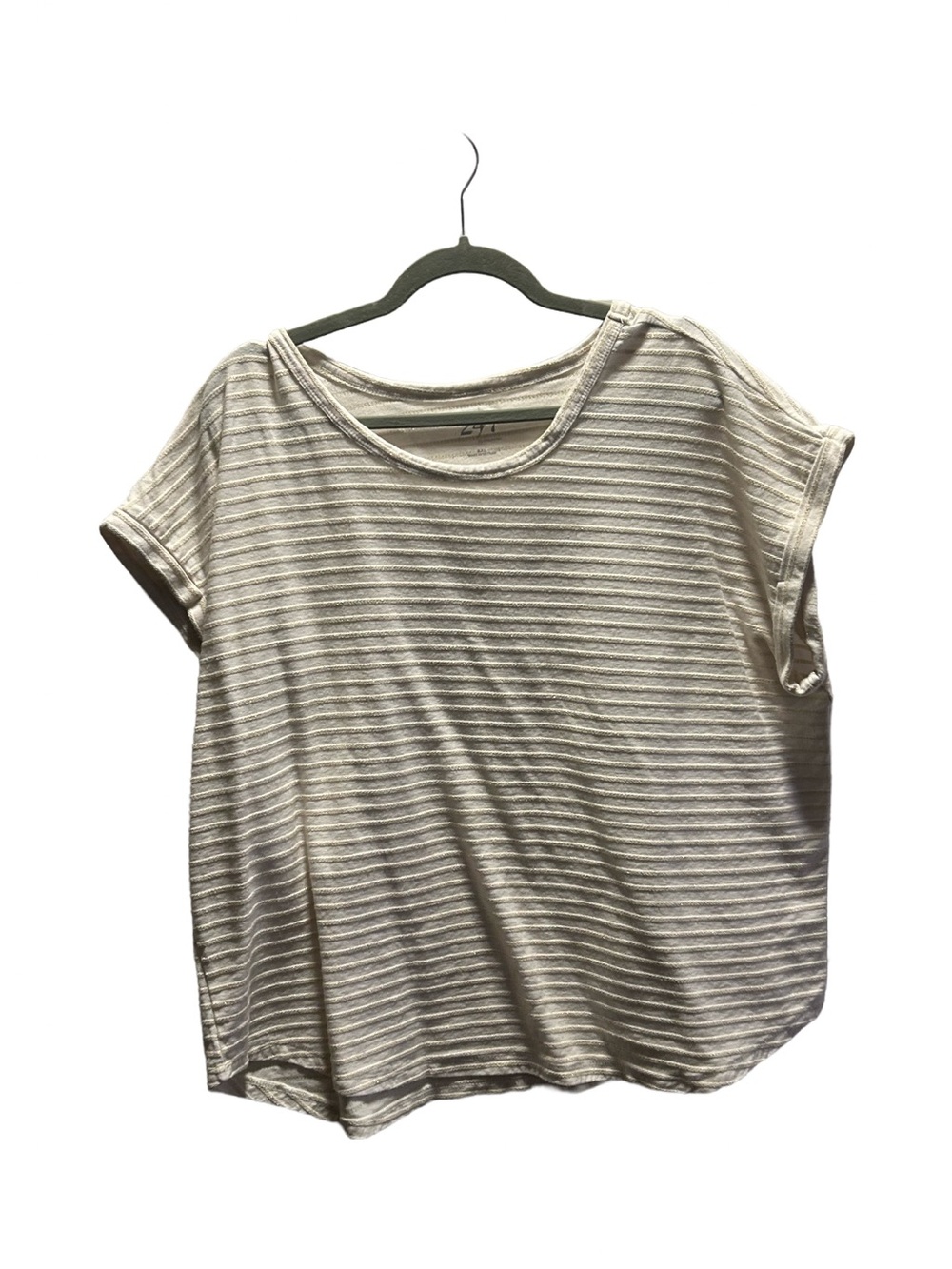 Maurices White with Gold Stripes Women’s Short Sleeve Top